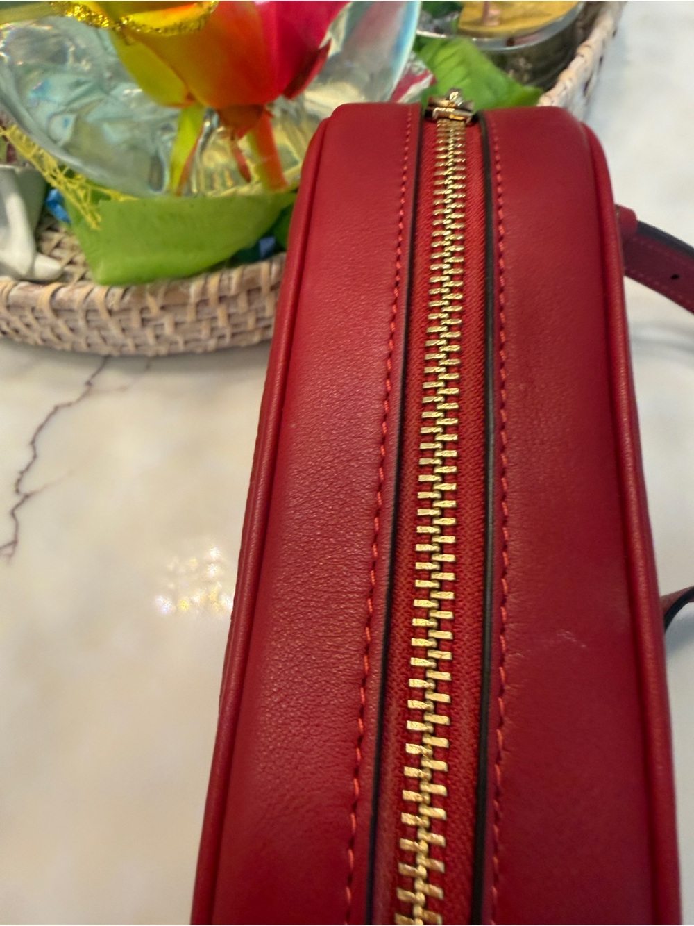Coach Red Signature Embossed Crossbody Bag - Picture 10 of 16